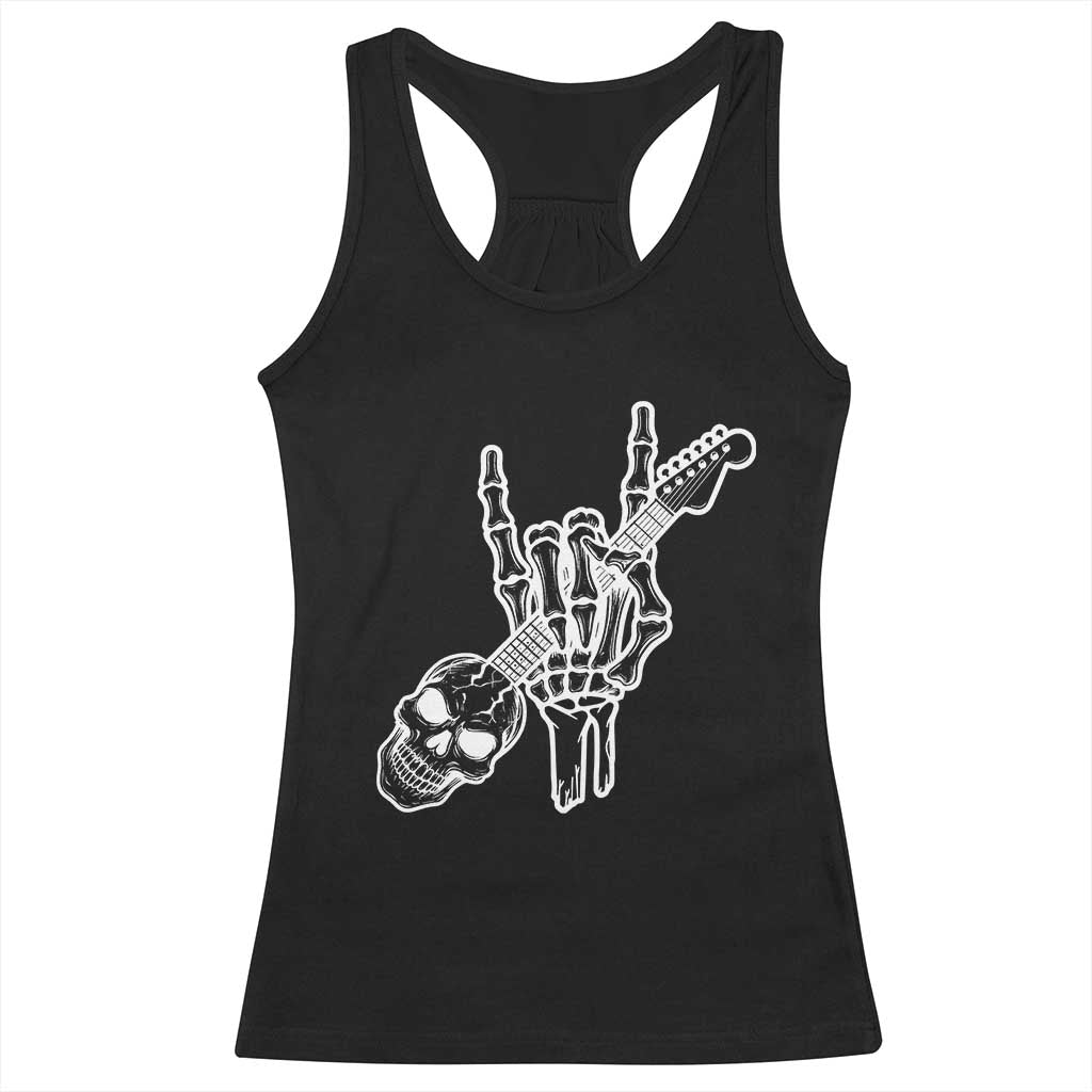 Rock N Roll Racerback Tank Top Skeleton Hand Playing Guitar Heavy Metal Music TS12 Black Print Your Wear