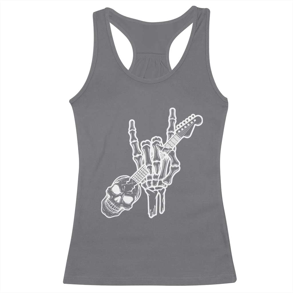 Rock N Roll Racerback Tank Top Skeleton Hand Playing Guitar Heavy Metal Music TS12 Charcoal Print Your Wear