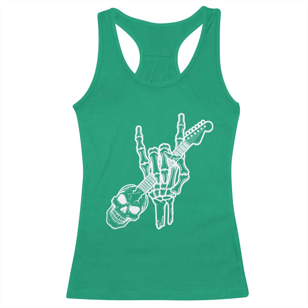 Rock N Roll Racerback Tank Top Skeleton Hand Playing Guitar Heavy Metal Music TS12 Irish Green Print Your Wear