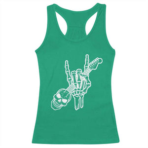 Rock N Roll Racerback Tank Top Skeleton Hand Playing Guitar Heavy Metal Music TS12 Irish Green Print Your Wear