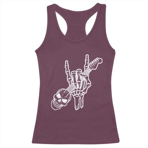 Rock N Roll Racerback Tank Top Skeleton Hand Playing Guitar Heavy Metal Music TS12 Maroon Print Your Wear