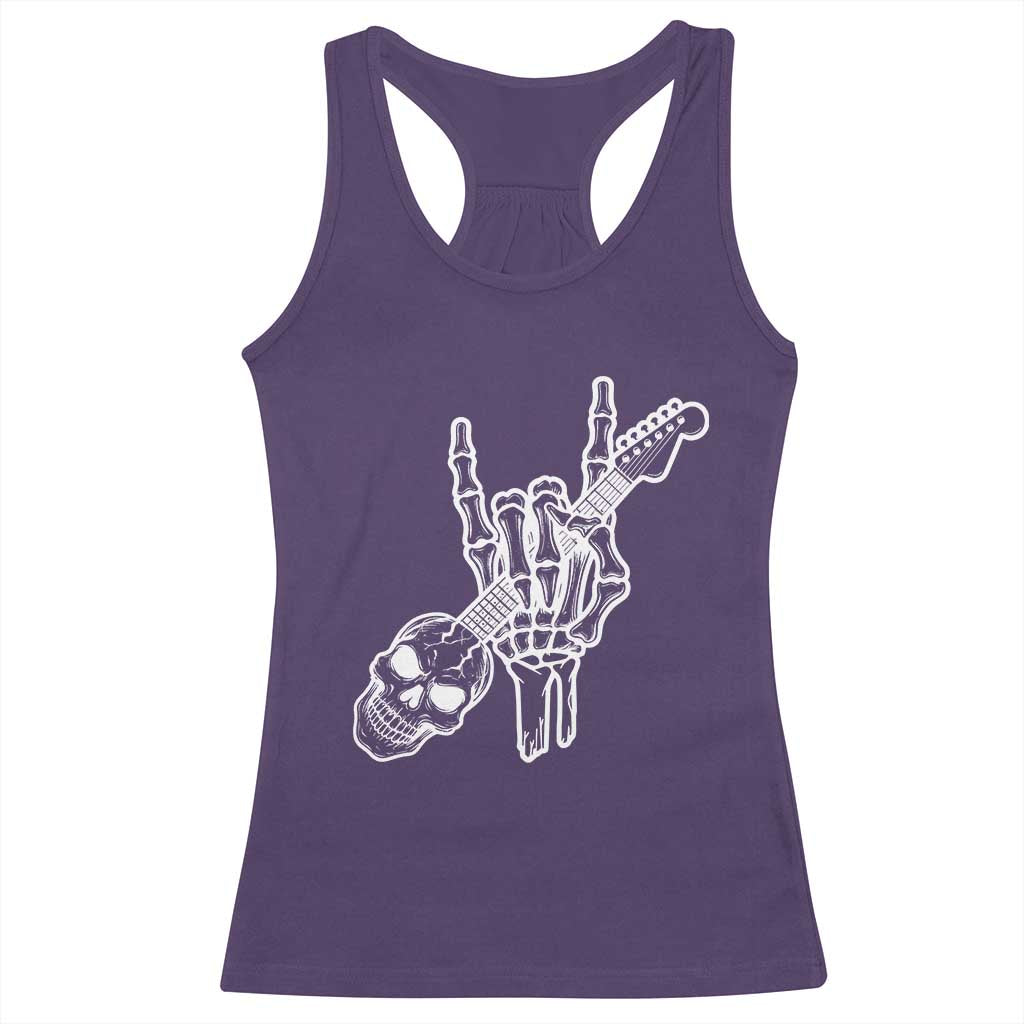 Rock N Roll Racerback Tank Top Skeleton Hand Playing Guitar Heavy Metal Music TS12 Purple Print Your Wear