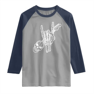 Rock N Roll Raglan Shirt Skeleton Hand Playing Guitar Heavy Metal Music TS12 Sport Gray Navy Print Your Wear
