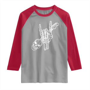 Rock N Roll Raglan Shirt Skeleton Hand Playing Guitar Heavy Metal Music TS12 Sport Gray Red Print Your Wear