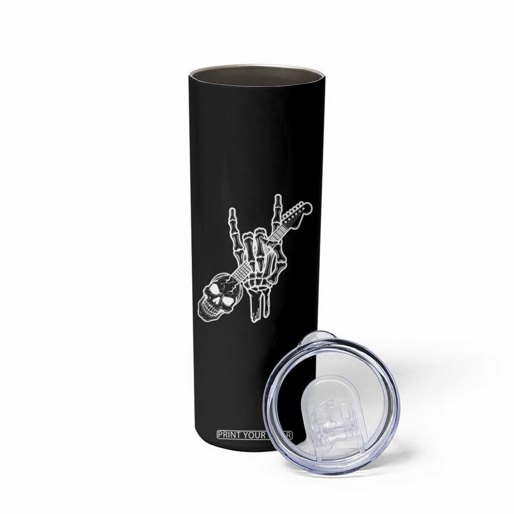 Rock N Roll Skinny Tumbler Skeleton Hand Playing Guitar Heavy Metal Music TS12 Print Your Wear