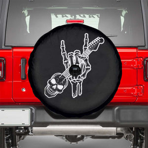 Rock N Roll Spare Tire Cover Skeleton Hand Playing Guitar Heavy Metal Music TS12 Black Print Your Wear