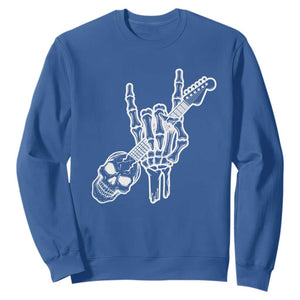 Rock N Roll Sweatshirt Skeleton Hand Playing Guitar Heavy Metal Music TS12 Royal Blue Print Your Wear