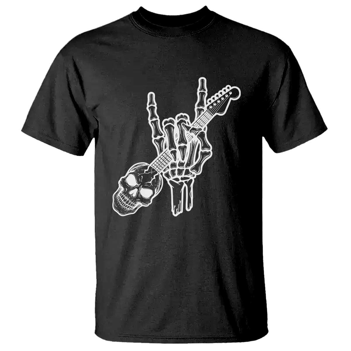 Rock N Roll T Shirt Skeleton Hand Playing Guitar Heavy Metal Music TS12 Black Print Your Wear