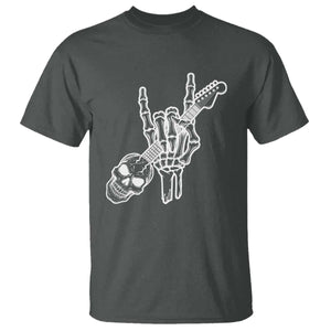 Rock N Roll T Shirt Skeleton Hand Playing Guitar Heavy Metal Music TS12 Dark Heather Print Your Wear