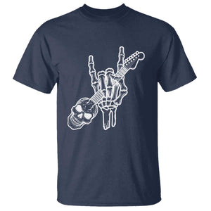 Rock N Roll T Shirt Skeleton Hand Playing Guitar Heavy Metal Music TS12 Navy Print Your Wear