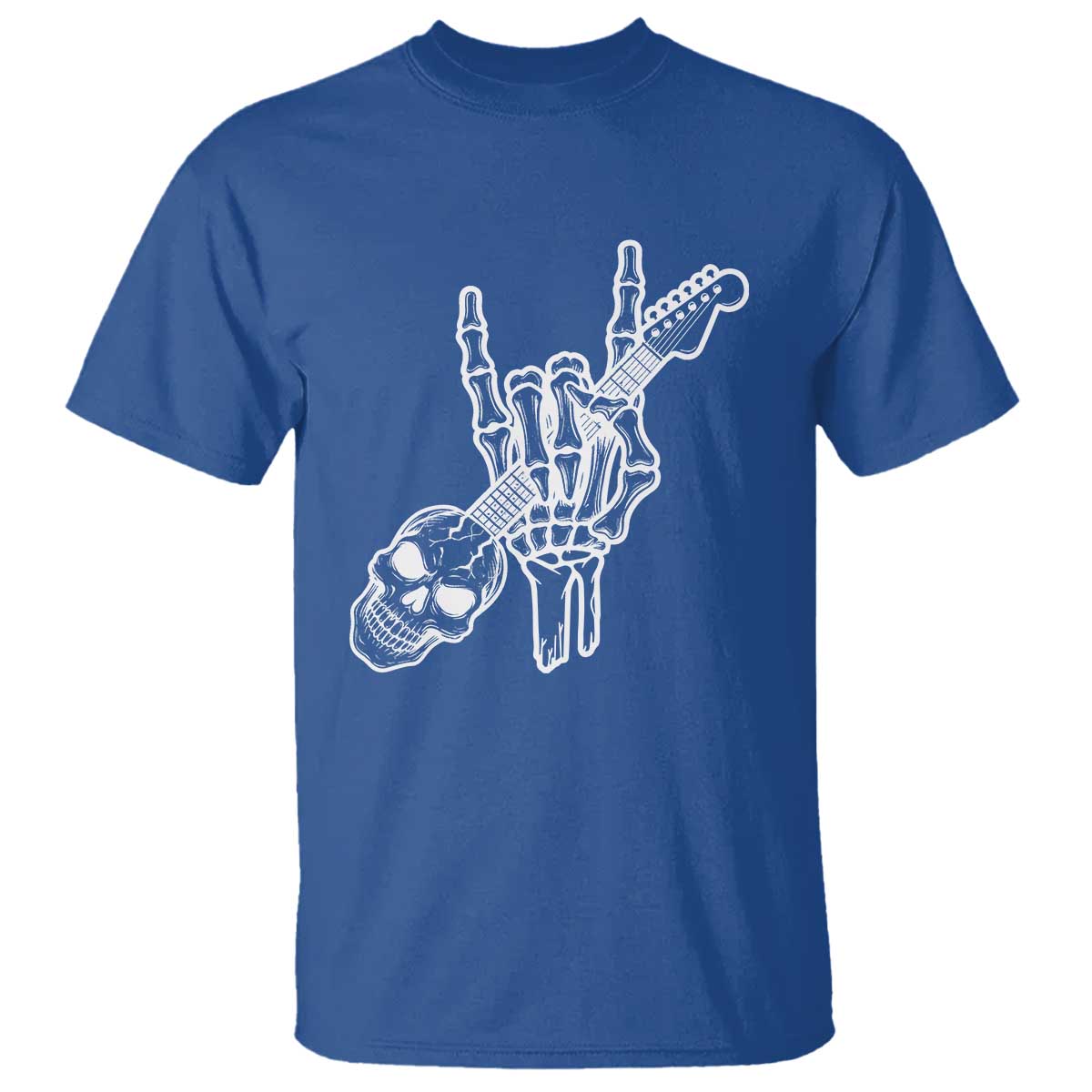 Rock N Roll T Shirt Skeleton Hand Playing Guitar Heavy Metal Music TS12 Royal Blue Print Your Wear