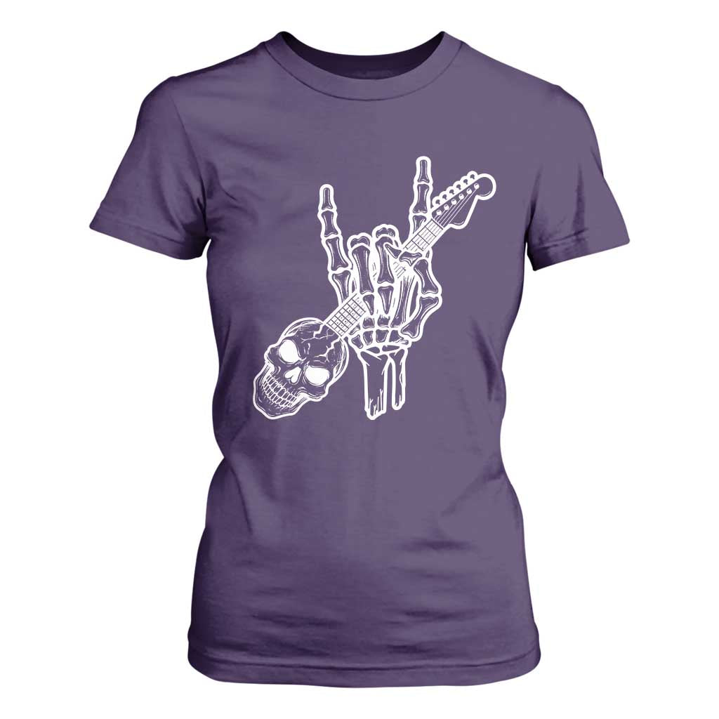 Rock N Roll T Shirt For Women Skeleton Hand Playing Guitar Heavy Metal Music TS12 Purple Print Your Wear