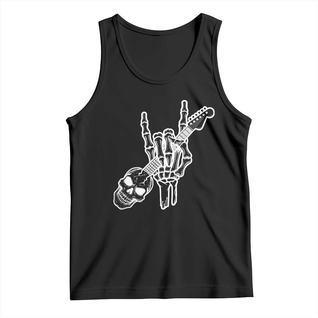 Rock N Roll Tank Top Skeleton Hand Playing Guitar Heavy Metal Music TS12 Black Print Your Wear