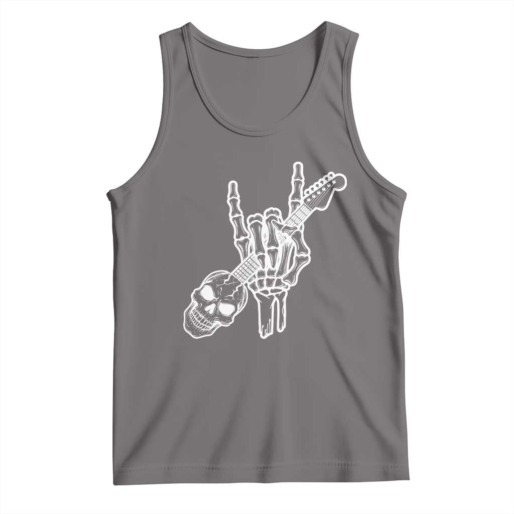 Rock N Roll Tank Top Skeleton Hand Playing Guitar Heavy Metal Music TS12 Deep Heather Print Your Wear