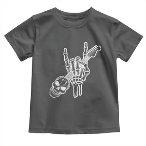 Rock N Roll Toddler T Shirt Skeleton Hand Playing Guitar Heavy Metal Music TS12 Dark Heather Print Your Wear