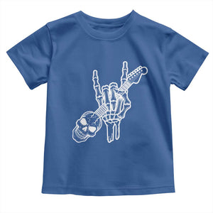 Rock N Roll Toddler T Shirt Skeleton Hand Playing Guitar Heavy Metal Music TS12 Royal Blue Print Your Wear