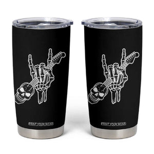 Rock N Roll Tumbler Cup Skeleton Hand Playing Guitar Heavy Metal Music TS12 Black Print Your Wear