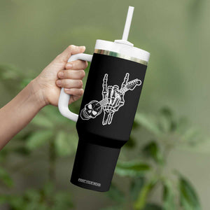 Rock N Roll Tumbler With Handle Skeleton Hand Playing Guitar Heavy Metal Music TS12 Print Your Wear