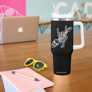 Rock N Roll Tumbler With Handle Skeleton Hand Playing Guitar Heavy Metal Music TS12 Print Your Wear