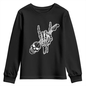 Rock N Roll Youth Sweatshirt Skeleton Hand Playing Guitar Heavy Metal Music TS12 Black Print Your Wear