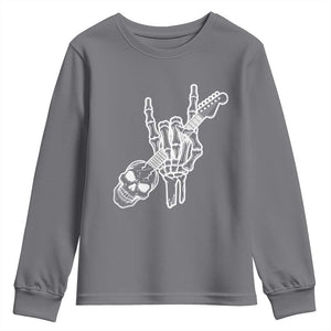 Rock N Roll Youth Sweatshirt Skeleton Hand Playing Guitar Heavy Metal Music TS12 Charcoal Print Your Wear