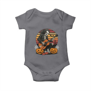 Halloween Rock Baby Onesie Skeleton Playing Guitar Rock And Roll TS12 Charcoal Print Your Wear