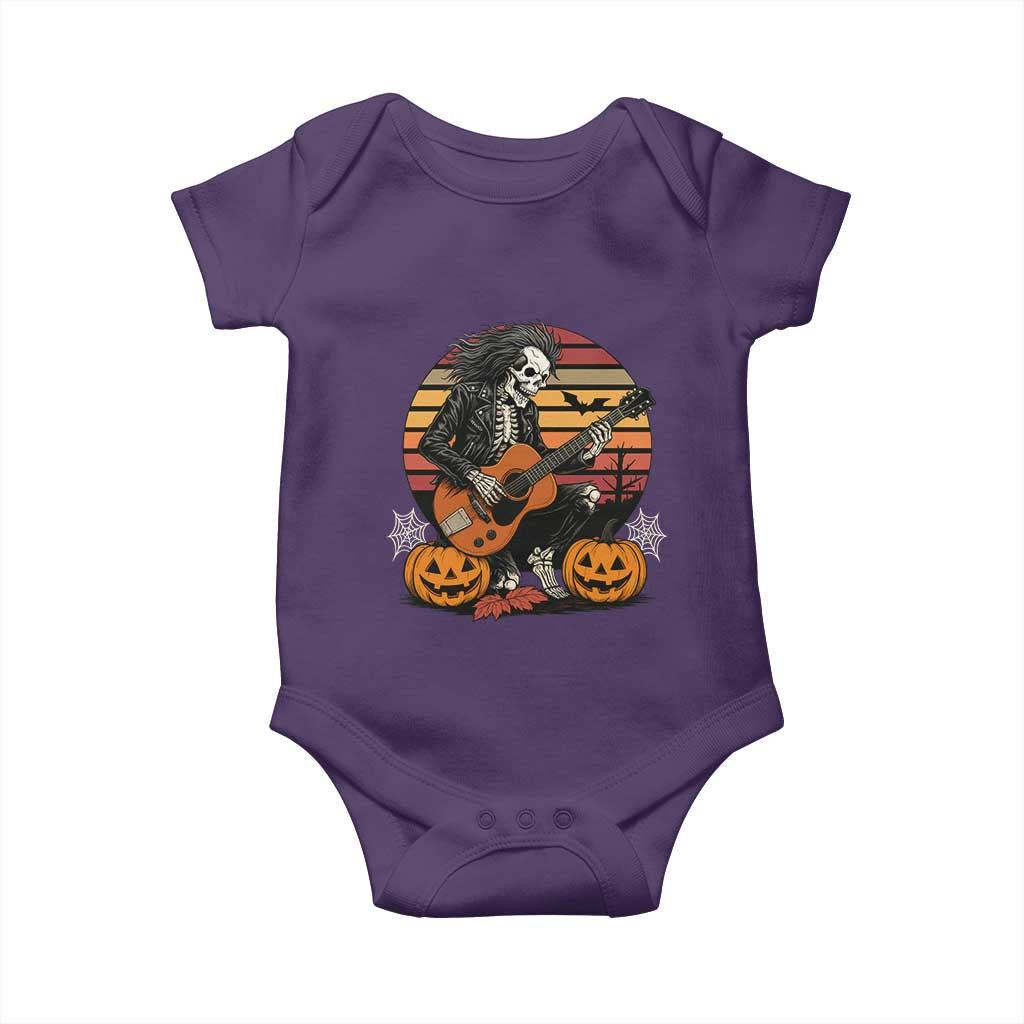 Halloween Rock Baby Onesie Skeleton Playing Guitar Rock And Roll TS12 Purple Print Your Wear