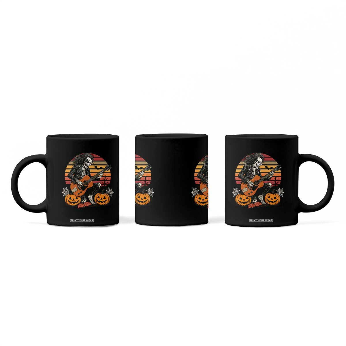 Halloween Rock Coffee Mug Skeleton Playing Guitar Rock And Roll TS12 Print Your Wear