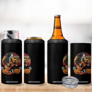 Halloween Rock 4 in 1 Can Cooler Tumbler Skeleton Playing Guitar Rock And Roll TS12 Print Your Wear