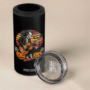 Halloween Rock 4 in 1 Can Cooler Tumbler Skeleton Playing Guitar Rock And Roll TS12 Print Your Wear