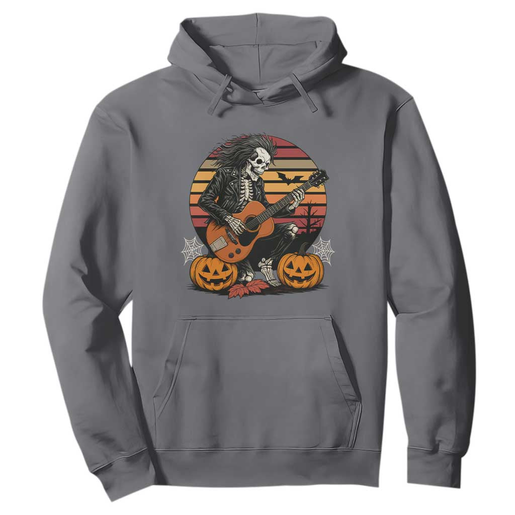 Halloween Rock Hoodie Skeleton Playing Guitar Rock And Roll TS12 Charcoal Print Your Wear
