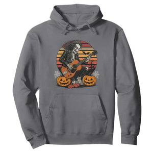 Halloween Rock Hoodie Skeleton Playing Guitar Rock And Roll TS12 Charcoal Print Your Wear