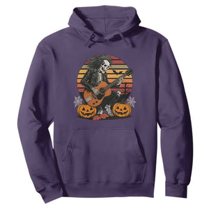 Halloween Rock Hoodie Skeleton Playing Guitar Rock And Roll TS12 Purple Print Your Wear