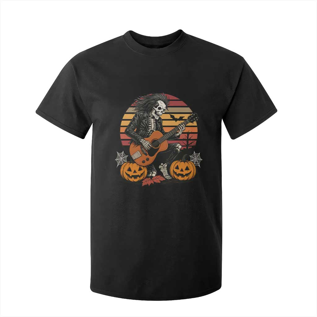 Halloween Rock T Shirt For Kid Skeleton Playing Guitar Rock And Roll TS12 Black Print Your Wear