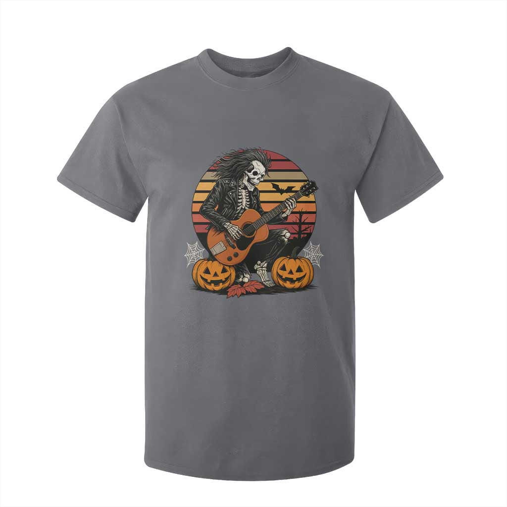 Halloween Rock T Shirt For Kid Skeleton Playing Guitar Rock And Roll TS12 Charcoal Print Your Wear