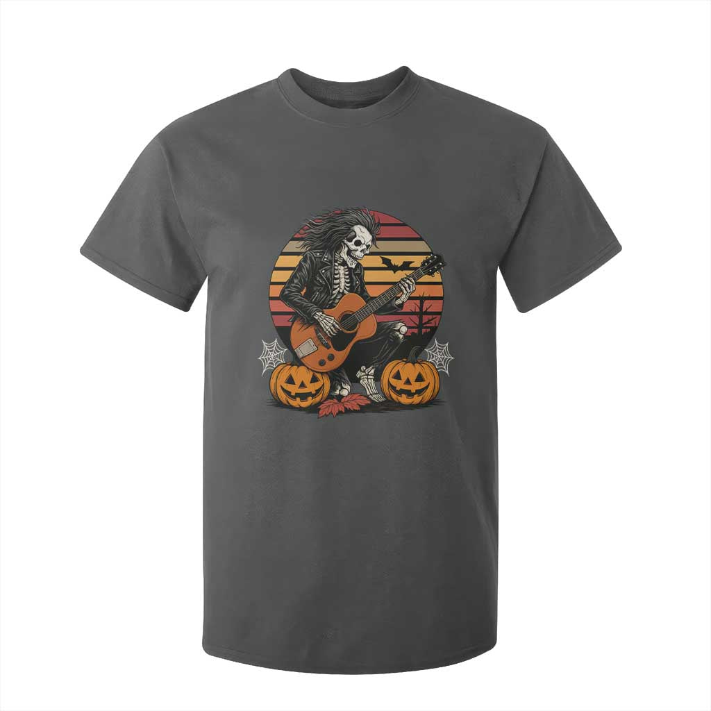 Halloween Rock T Shirt For Kid Skeleton Playing Guitar Rock And Roll TS12 Dark Heather Print Your Wear