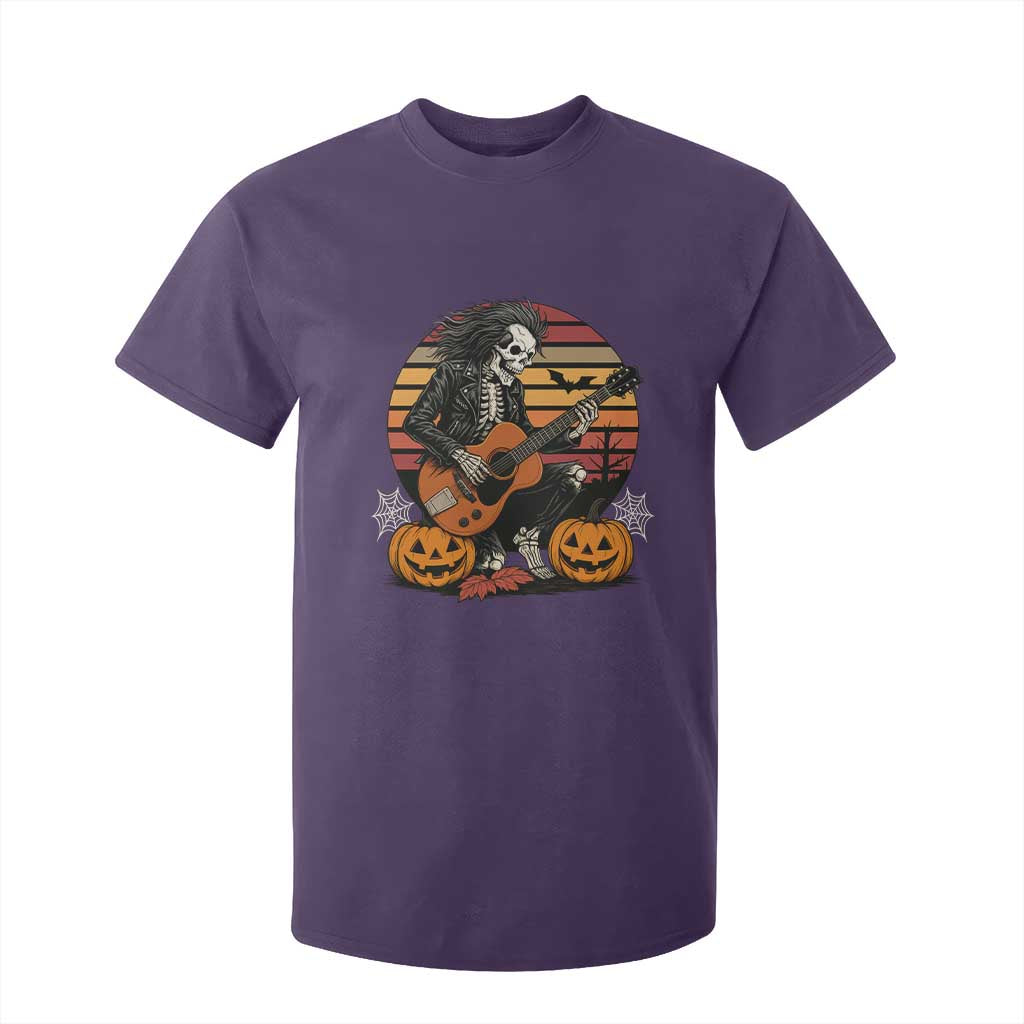 Halloween Rock T Shirt For Kid Skeleton Playing Guitar Rock And Roll TS12 Purple Print Your Wear