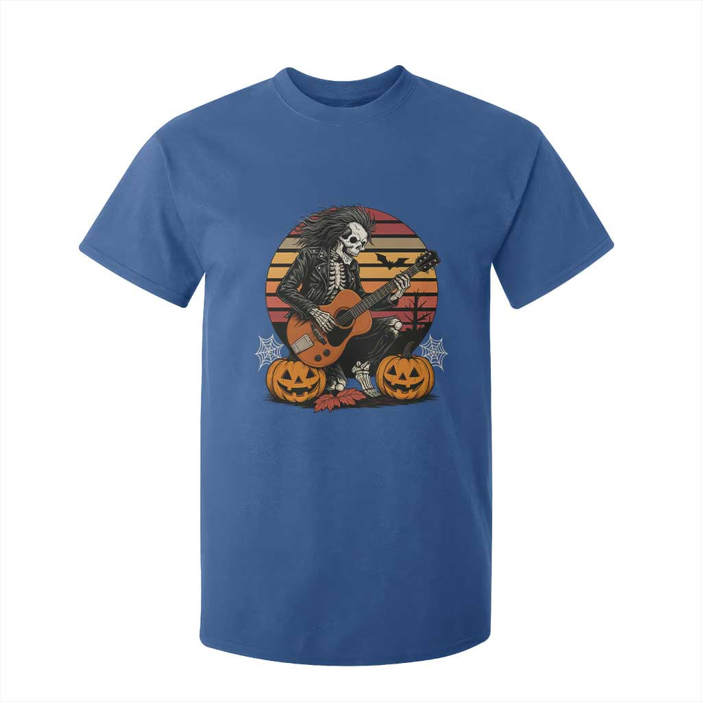 Halloween Rock T Shirt For Kid Skeleton Playing Guitar Rock And Roll TS12 Royal Blue Print Your Wear