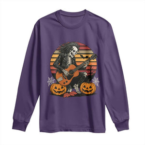 Halloween Rock Long Sleeve Shirt Skeleton Playing Guitar Rock And Roll TS12 Purple Print Your Wear