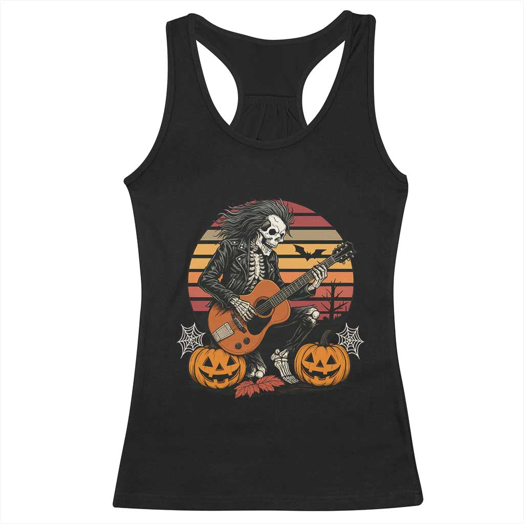 Halloween Rock Racerback Tank Top Skeleton Playing Guitar Rock And Roll TS12 Black Print Your Wear