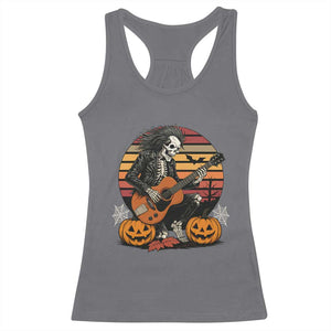 Halloween Rock Racerback Tank Top Skeleton Playing Guitar Rock And Roll TS12 Charcoal Print Your Wear