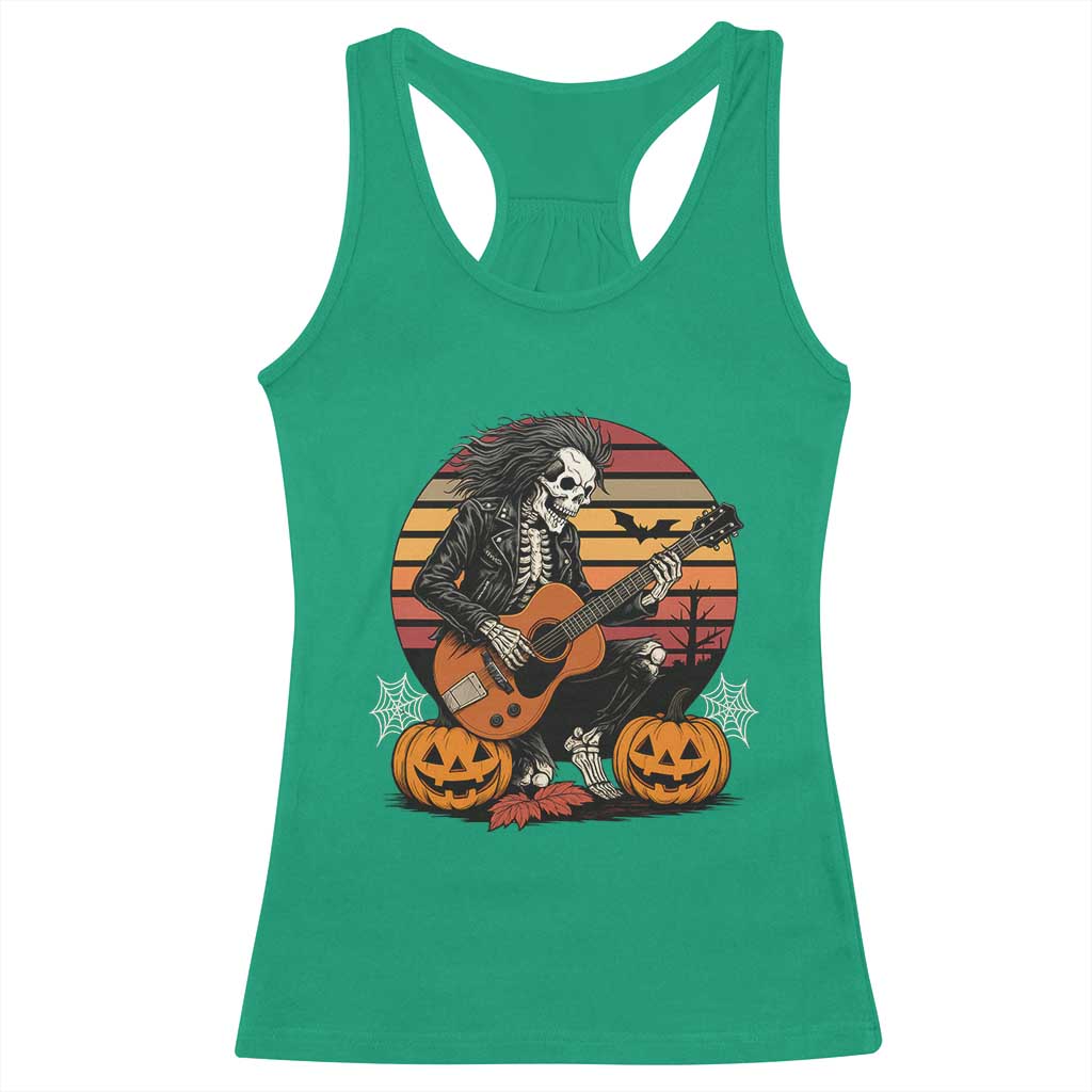 Halloween Rock Racerback Tank Top Skeleton Playing Guitar Rock And Roll TS12 Irish Green Print Your Wear