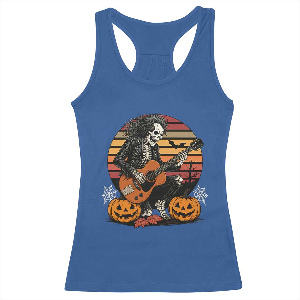 Halloween Rock Racerback Tank Top Skeleton Playing Guitar Rock And Roll TS12 Royal Blue Print Your Wear
