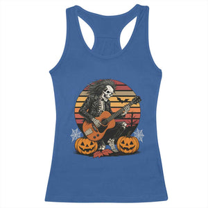 Halloween Rock Racerback Tank Top Skeleton Playing Guitar Rock And Roll TS12 Royal Blue Print Your Wear