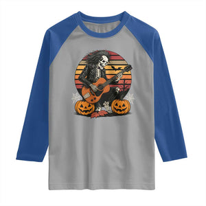 Halloween Rock Raglan Shirt Skeleton Playing Guitar Rock And Roll TS12 Sport Gray Royal Print Your Wear