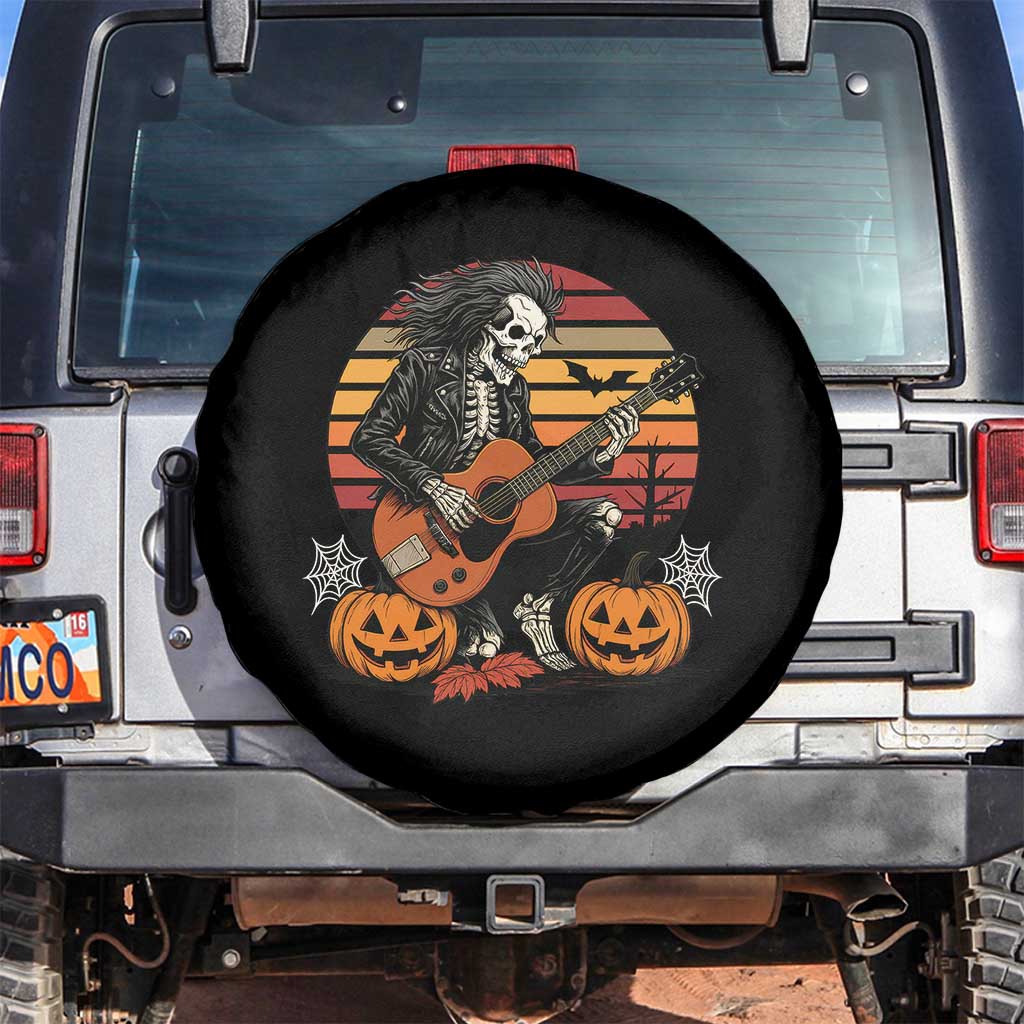 Halloween Rock Spare Tire Cover Skeleton Playing Guitar Rock And Roll TS12 No hole Black Print Your Wear