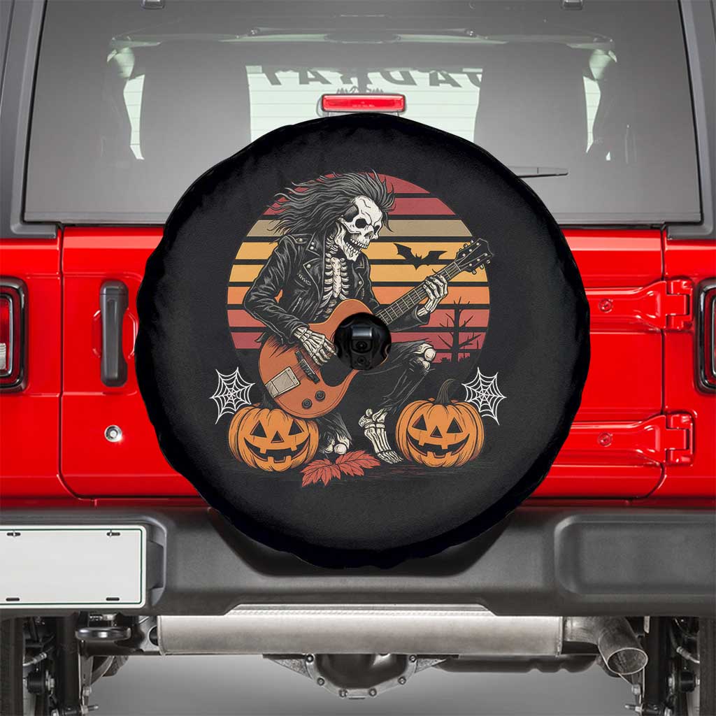 Halloween Rock Spare Tire Cover Skeleton Playing Guitar Rock And Roll TS12 Black Print Your Wear