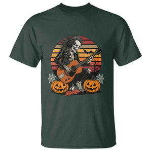 Halloween Rock T Shirt Skeleton Playing Guitar Rock And Roll TS12 Dark Forest Green Print Your Wear