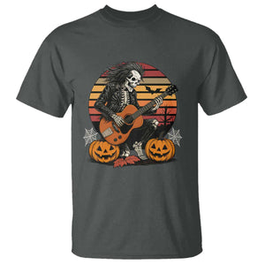 Halloween Rock T Shirt Skeleton Playing Guitar Rock And Roll TS12 Dark Heather Print Your Wear