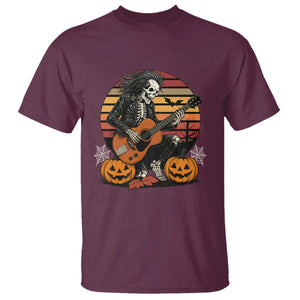 Halloween Rock T Shirt Skeleton Playing Guitar Rock And Roll TS12 Maroon Print Your Wear